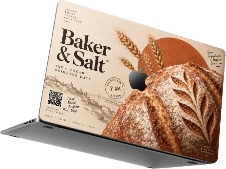 A MacBook wearing the Baker & Salt bakery skin
