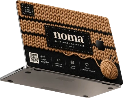 A MacBook wearing the noma knitwear skin